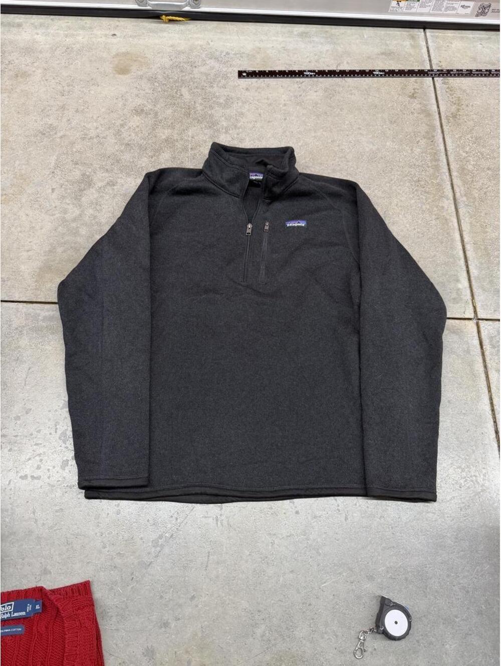 vintage patagonia better sweater black quarter zip fleece jacket size large